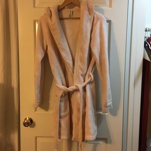 Pink cozy polka dot bathrobe